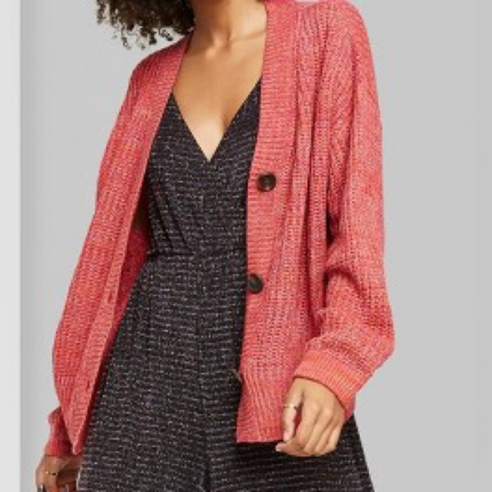 Long Sleeve Button-Front Oversized Cardigan